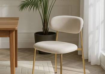 Designerskie krzesło tapicerowane Elton kremowe, Dostawa 0zł!