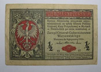 1/2 Pół Marki Polskiej 1916 Seria B