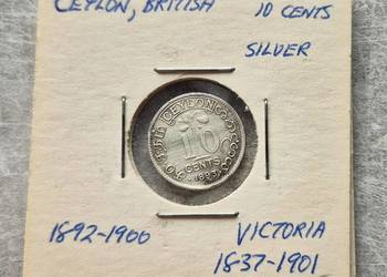 C18) CEJLON srebro - 10 Cent - 1893 r. Victoria