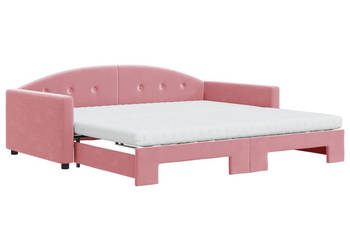 Sofa rozsuwana z materacami różowa aksamit 100x200 cm WM-3197335