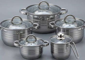 Garnki stalowe 9el z garnkiem do mleka