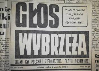 PRL. Głos Wybrzeża z 1964 roku, 107 sztuk, stare gazety.