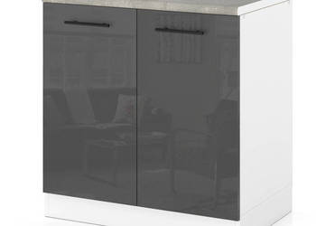 Szafka Kuchenna Stojąca Z Blatem Modułowa 80cm Spremium Szary Połysk