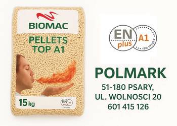 Pellet drzewny Biomac Top A1  z certyfikatem ENplus A1 - dostawa Żórawina