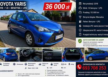 Toyota Yaris z 2018 roku 1.0 Benzyna + LPG