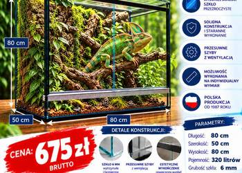 Terrarium szklane 80x50x80 cm – szkło 6 mm – producent Trans-Glass