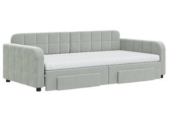 Sofa rozsuwana z szufladami jasnoszara aksamit 100x200 cm WM-3197008