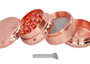 Crusher Grinder Młynek do Tytoniu Suszu Ziół CBD 4-częściowy Rose Gold