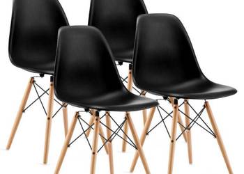 Zestaw czterech krzeseł do salonu jadalni czarne ModernHome