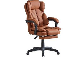Fotel Obrotowy Biurowy z Podnóżkiem Mission MS11 Jasny Brązowy