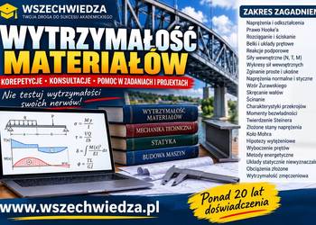 Wytrzymałośc materiałów - korepetycje, rozwiązywanie zadań.