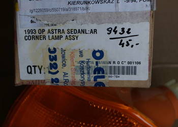 MIGACZ KIERUNEK LEWY POMARAŃCZOWY PRZÓD OPEL ASTRA 1991-94