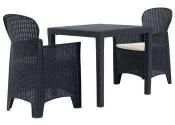 3-częściowy zestaw bistro antracytowy stylizowany na rattan WM-276113