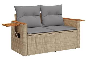 vidaXL Sofa ogrodowa z poduszkami, 2-osobowa, beż(SKU:366110)