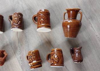 Zestaw 8sz Ceramiczne wazoniki małe kufle PRL