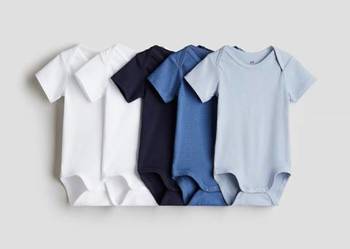 Zestaw 5x Body H&M Rozmiar 56 100% Bawełna 5pak niebieski