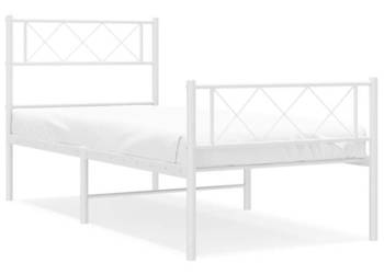 Łóżko Metalowe Białe Rama Łóżka Ze Stelażem Biała 80x200 cm WM-372335