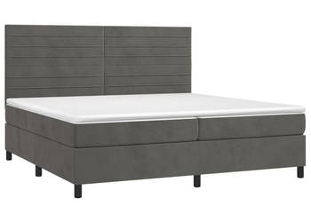 Łóżko kontynentalne z materacem i LED szary aksamit 200x200cm WM-3136204