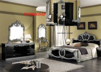 Klasyczna sypialnia Barocco 4d czarno-srebrna WYPRZEDAŻ