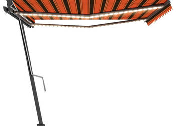 Ręcznie zwijana markiza z LED 400x300 cm pomarańczowo-brązowa WM-3069745