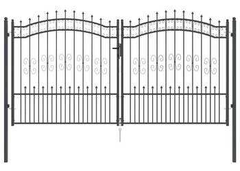 vidaXL Brama ogrodzeniowa z włócznią, czarna, 305x150 cm(SKU:151097)