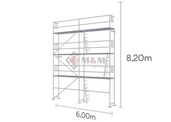 NOWE Rusztowanie elewacyjne 49,2m2 Rusztowanie 6x8,2m Podesty stalowy