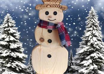 Bałwanek Drewniany świąteczny 48 cm