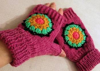 Rękawiczki mitenki różowe