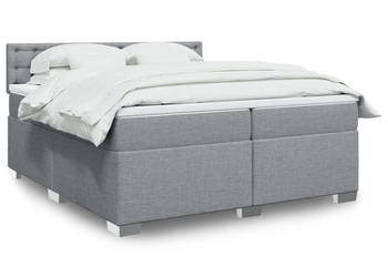 Łóżko kontynentalne z materacem jasnoszare tkanina 200x200 cm WM-3288309