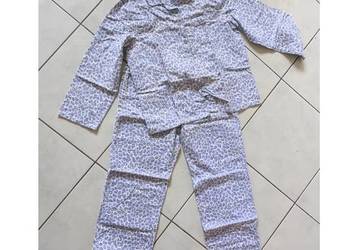 dwuczęściowa piżama bawełniana flanela panterka koszula zapinana spodnie