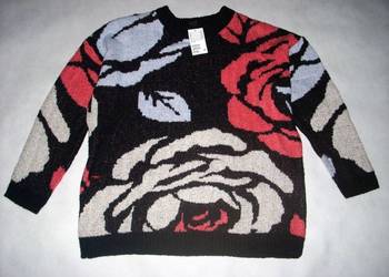 H&M sweter Gruby Luźny NOWY  Kwiaty 38 40 42