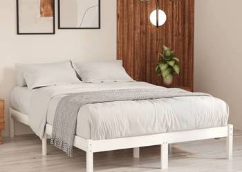 vidaXL Rama łóżka, biała, lite drewno sosnowe,(SKU:810013)