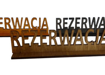 Tabliczka rezerwacja ze sklejki prosta oryginalna