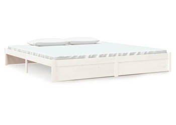Rama łóżka biała lite drewno 200 x 200 cm WM-814970