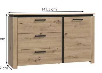 Nowa komoda Pasadena 1d3s dąb artisan/dąb czarny