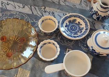 Piękna porcelana Fajans komplet nowa i Lalka PRL całość