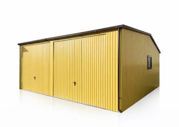 Garaż blaszany 6,5x6m –Dwustanowiskowy, Dwuspadowy, Kolor Piaskowy RAL