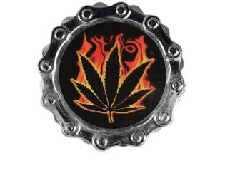 Srebrny Grinder Młynek do Suszu Liść w Ogniu żółto-pomarańczowe płomienie