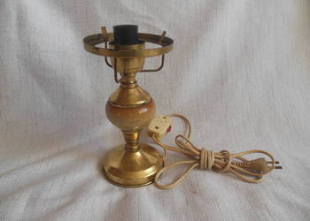 Lampka nocna. Mosiądz, metal, ceramika PRL