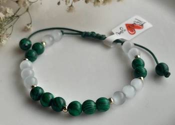 Bransoletka Szczęścia Kamienie naturalne Malachit Kamień Księżycowy