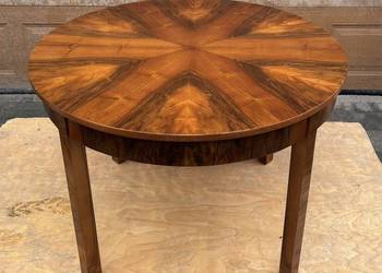 Stół Okrągły Orzech 110 Art Deco Gwiazda Rozkładany Antyk Po Renowacji