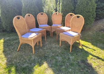 Komplet 6 foteli z ratanu z poduchą