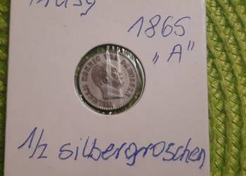 moneta srebrna Prus z 1865r