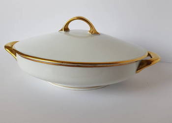 Porcelanowa mała waza OHME ze złoceniami, stara porcelana