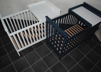 Łóżeczko dziecięce granatowe przewijak 120x60