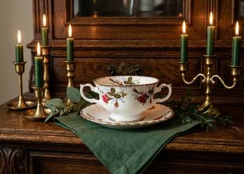 Bulionówka 6 sztuk + spodek 6 sztuk Róża Chodzieska porcelanawalbrzych