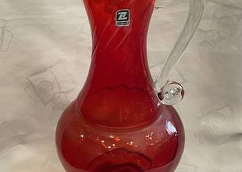Czerwony dzban vintage Ząbkowice proj. Fiedorowicz 1982