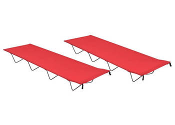 Łóżka polowe 2 szt. 180x60x19 cm tkanina i stal czerwone WM-312485