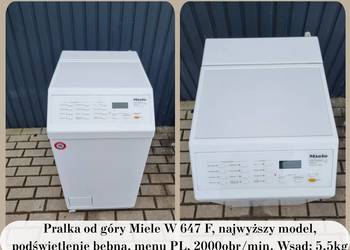 Pralka od góry Miele W 647 F, najwyższy model, podświetlenie LED bębna, PL