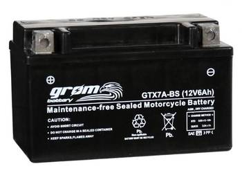 Akumulator motocyklowy 6Ah 120A GROM GTX7A-BS YTX7A-BS 12V  L